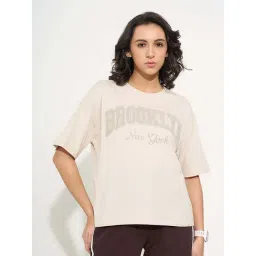 Ajile By Pantaloons Beige Loose Fit Printed Sports T-Shirt-picture-12