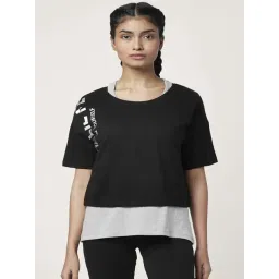 Ajile by Pantaloons Black & Grey Cotton Graphic Print Sports Top With Tank Top-picture-25
