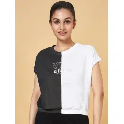 Ajile by Pantaloons Black & White Cotton Printed Sports T-Shirt-picture-38