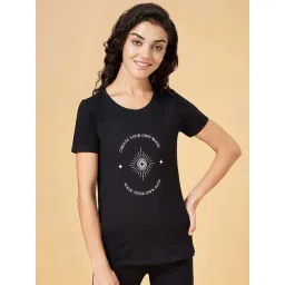Ajile by Pantaloons Black Cotton Graphic Print Sports T-Shirt-picture-46