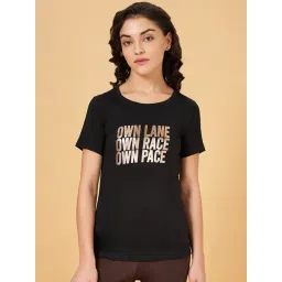 Ajile by Pantaloons Black Cotton Printed Sports T-Shirt-picture-20