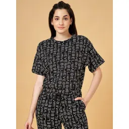 Ajile by Pantaloons Black Cotton Printed Sports T-Shirt-picture-21