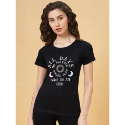 Ajile by Pantaloons Black Cotton Printed Sports T-Shirt-picture-31