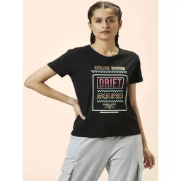 Ajile by Pantaloons Black Cotton Printed Sports T-Shirt-picture-18