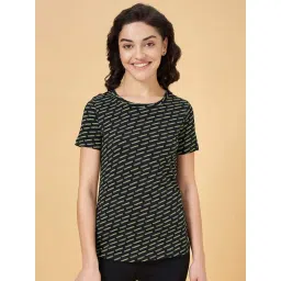 Ajile by Pantaloons Black Cotton Printed Sports T-Shirt-picture-27