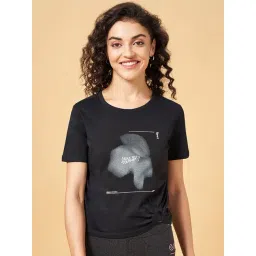 Ajile by Pantaloons Black Cotton Printed Sports T-Shirt-picture-24