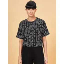 Ajile by Pantaloons Black Cotton Printed Sports T-Shirt-picture-32