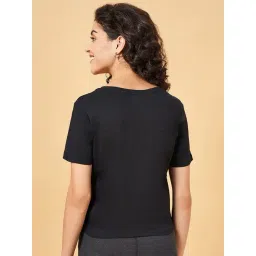 Ajile by Pantaloons Black Cotton Printed Sports T-Shirt image 2