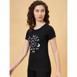 Ajile by Pantaloons Black Cotton Printed Sports T-Shirt image 3