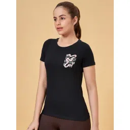 Ajile by Pantaloons Black Cotton Printed Sports T-Shirt image 3