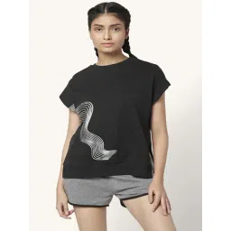 Ajile by Pantaloons Black Cotton Printed Sports Top-picture-21