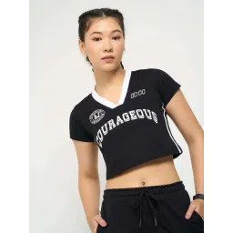 Ajile By Pantaloons Black Cotton Slim Fit Printed Sports T-Shirt-picture-26