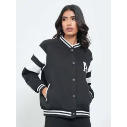 Ajile By Pantaloons Black Regular Fit Color-Block Jacket-picture-38