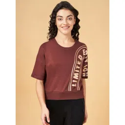 Ajile by Pantaloons Brown Cotton Printed Sports T-Shirt-picture-11
