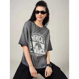 Ajile by Pantaloons Cotton Typography Extended Sleeves Round Neck Boxy Top-picture-19