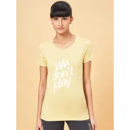Ajile by Pantaloons Dusty Yellow Cotton Printed Sports T-Shirt-picture-37