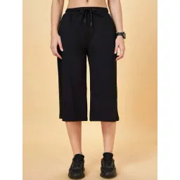 Ajile by Pantaloons Jet Black Cotton Cropped Track Pants-picture-35