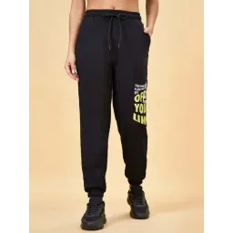 Ajile by Pantaloons Jet Black Cotton Printed Sports Joggers-picture-36