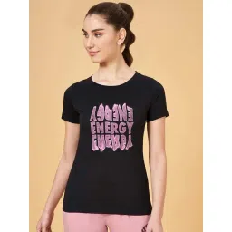Ajile by Pantaloons Jet Black Cotton Printed Sports T-Shirt-picture-23