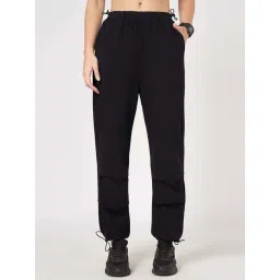 Ajile By Pantaloons Jet Black Cotton Relaxed Fit Joggers-picture-31