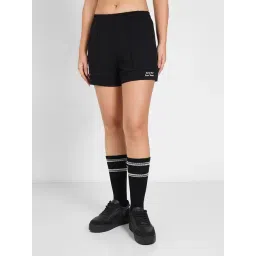 Ajile By Pantaloons Jet Black Cotton Relaxed Fit Sports Shorts-picture-17