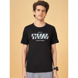 Ajile by Pantaloons Jet Black Cotton Slim Fit Printed Sports T-Shirt-picture-28