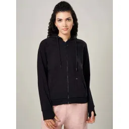 Ajile by Pantaloons Jet Black Plain Hooded Sweatshirt-picture-12