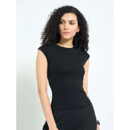 Ajile By Pantaloons Jet Black Slim Fit Top-picture-16