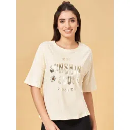 Ajile by Pantaloons Off-White Cotton Printed Sports T-Shirt-picture-45