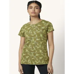 Ajile by Pantaloons Olive Green Cotton Printed Sports T-Shirt-picture-34