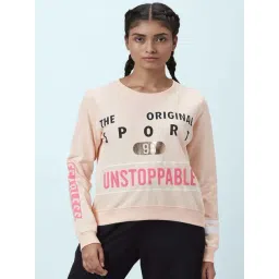 Ajile by Pantaloons Peach Cotton Graphic Print Sports Sweatshirt-picture-26