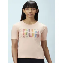 Ajile by Pantaloons Peach Cotton Graphic Print Sports T-Shirt-picture-35