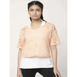 Ajile by Pantaloons Peach Cotton Printed Sports Top With Tank Top-picture-24