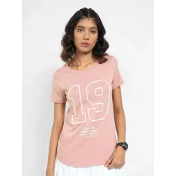 Ajile By Pantaloons Pink Cotton Regular Fit Printed Sports T-Shirt-picture-42