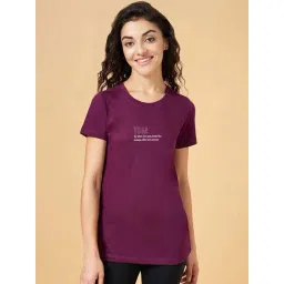 Ajile by Pantaloons Purple Cotton Graphic Print Sports T-Shirt-picture-12