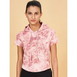 Ajile by Pantaloons Typography Printed Hooded Cotton Relaxed Fit Running Sports T-shirt-picture-27