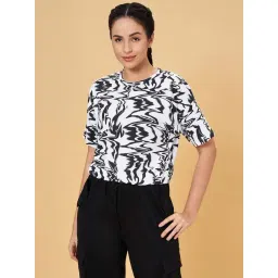 Ajile by Pantaloons White & Black Cotton Printed Sports T-Shirt-picture-31