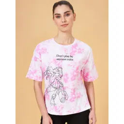 Ajile by Pantaloons White & Pink Cotton Printed Sports T-Shirt-picture-24