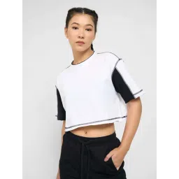 Ajile By Pantaloons White Cotton Boxy Fit Sports T-Shirt-picture-29