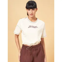 Ajile by Pantaloons White Cotton Printed Crop Sports T-Shirt-picture-23