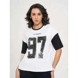 Ajile By Pantaloons White Loose Fit Printed Sports T-Shirt-picture-24