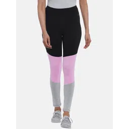 Ajile by Pantaloons Women Black And Pink Color Blocked Tights-picture-22