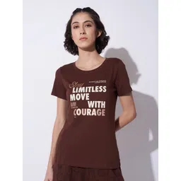 Ajile by Pantaloons Women Typography Printed Round Neck Cotton T-shirt-picture-30