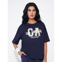 Ajile by Pantaloons Women Typography Printed Round Neck Pure Cotton Oversized T-shirt-picture-32