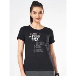 Ajile by Pantaloons Women Typography Printed Round Neck Pure Cotton T-shirt-picture-43