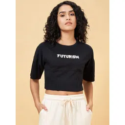 Ajile by Pantaloons Women Typography Printed Slim Fit T-shirt-picture-37