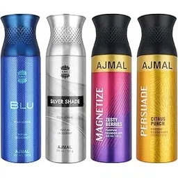 Ajmal 1 Blu Homme for Men, 1 Silver Shade Homme for Men, 1 Magnetize and 1 Persuade for Men & Women Deodorants each 200ML Combo pack of 4 (Total 800ML)-picture-30