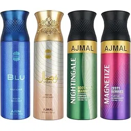 Ajmal 1 Blu Homme for Men, 1 Wisal for Women, 1 Nightingale and 1 Magnetize for Men & Women Deodorants each 200ML Combo pack of 4 (Total 800ML)-image-6