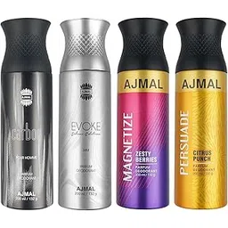 Ajmal 1 Carbon Homme for Men, 1 Evoke Silver Edition for Him for Men, 1 Magnetize and 1 Persuade for Men & Women Deodorants each 200ML Combo pack of 4 (Total 800ML)-image-15