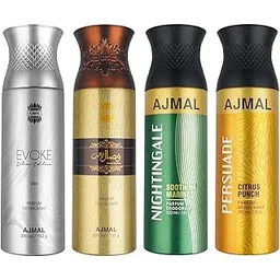 Ajmal 1 Evoke Silver Edition for Him for Men, 1 Wisal Dhahab for Men, 1 Nightingale and 1 Persuade for Men & Women Deodorants each 200ML Combo pack of 4 (Total 800ML)-image-38